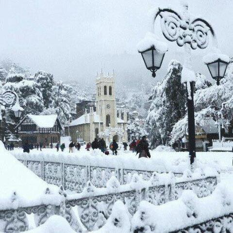 Church and mall road shimla in Himachal Pradesh